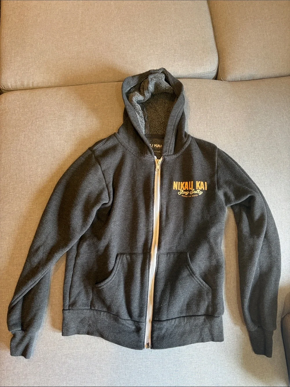 Nikau Kai Dark Gray Zip Hoodie. Sz XS (kids 8)